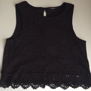 Black lace crop top